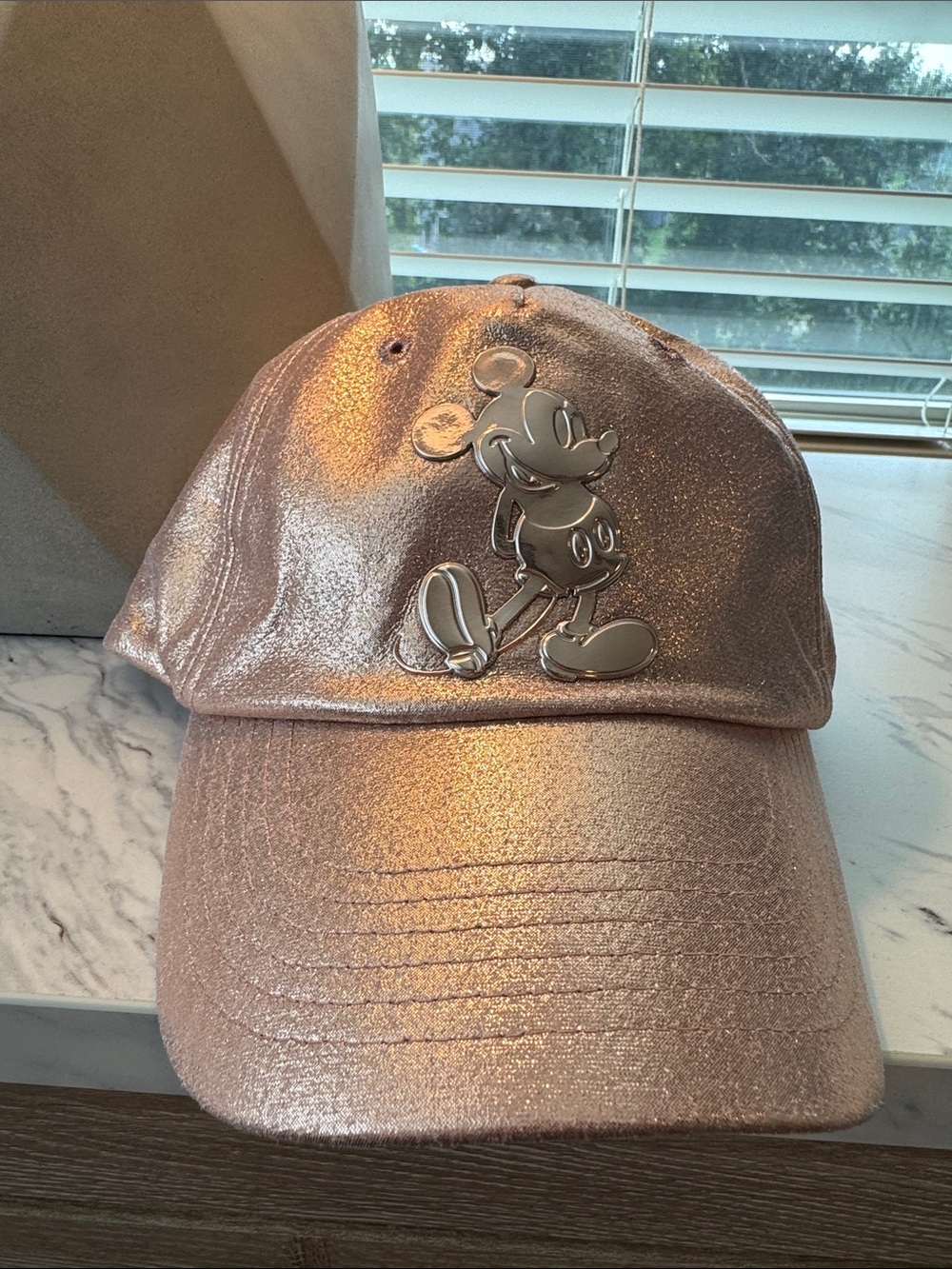 Disney Metallic Rose Gold Kids Baseball Hat with Mickey
